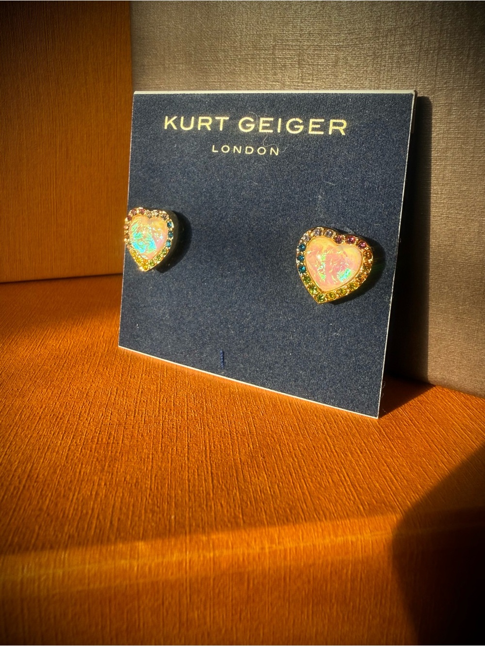 Kurt Geiger NWT Rainbow Opal Heart Stud Earrings